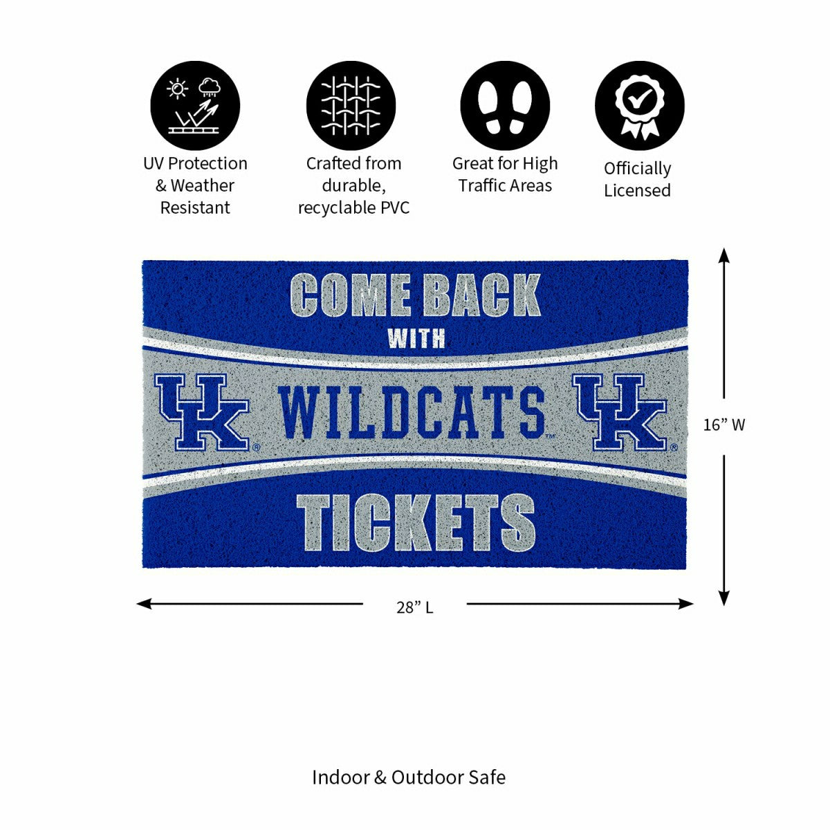 28" x 16" PVC Trapper Mat, Come Back with Tickets, University of Kentu, Collegiate