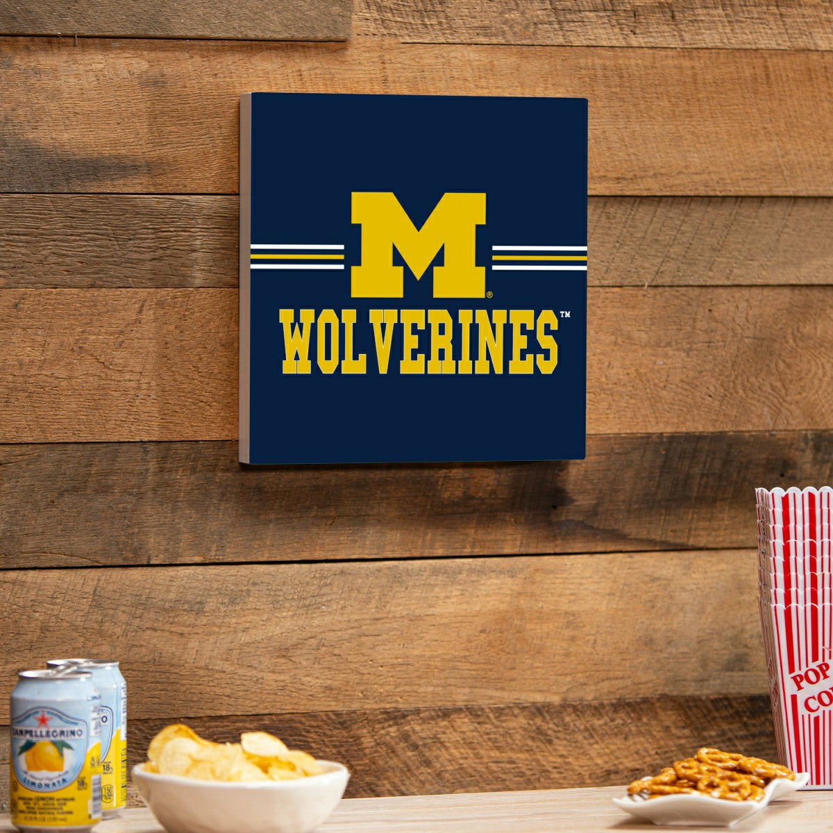 University Of Michigan Wood Wall Sign, 12x12, Collegiate, Home