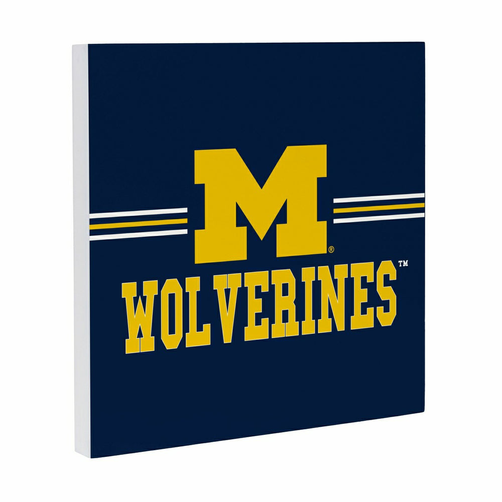 University Of Michigan Wood Wall Sign, 12x12, Collegiate, Home