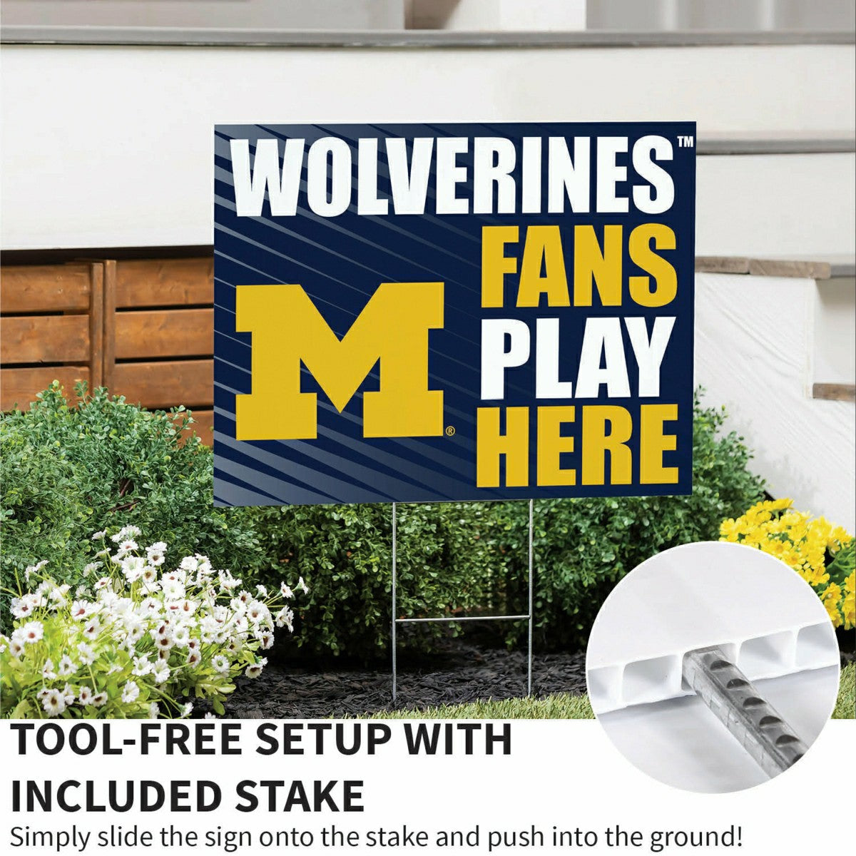 University Of Michigan Coroplast Yard Sign "Fans Play Here", Collegiate, Home