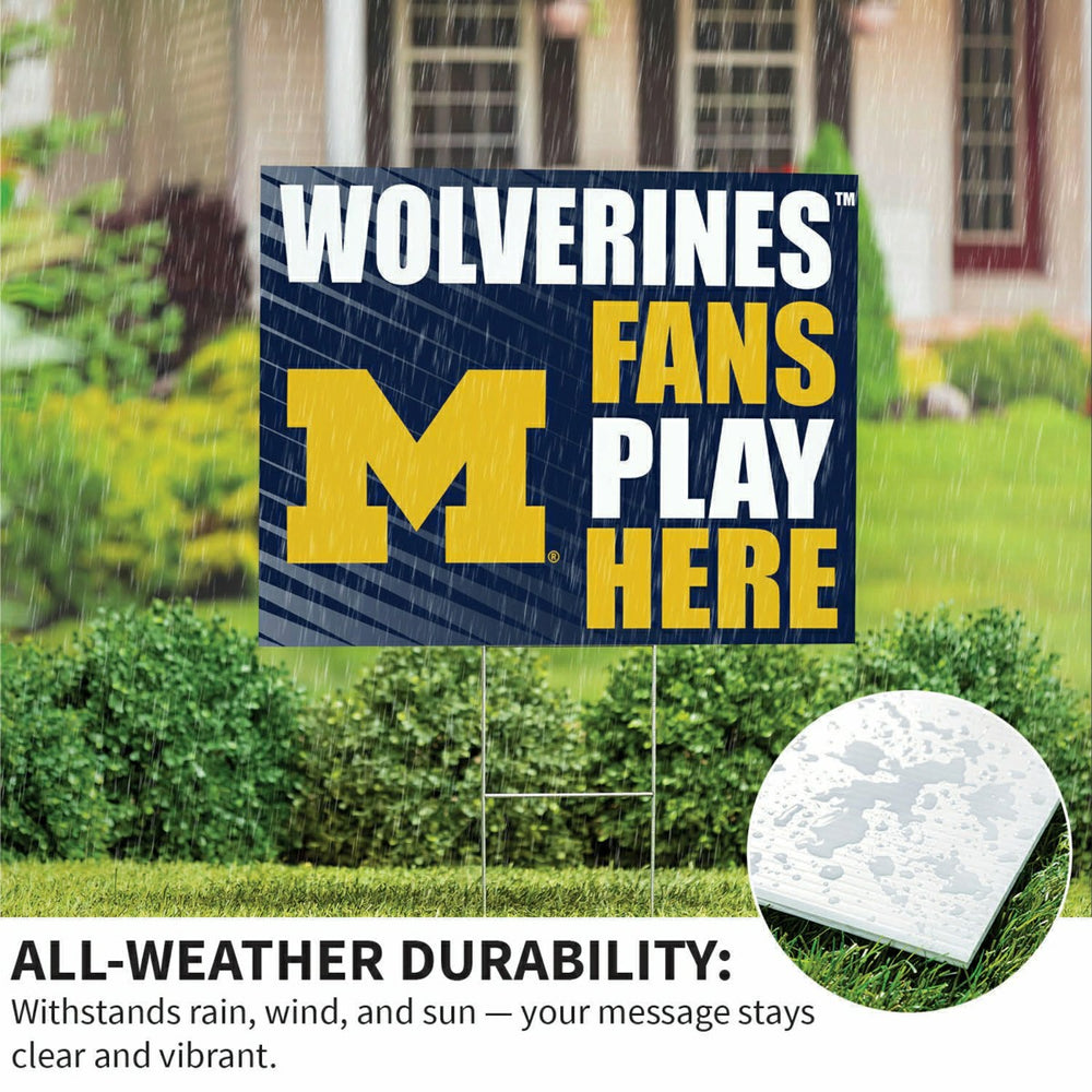 University Of Michigan Coroplast Yard Sign "Fans Play Here", Collegiate, Home