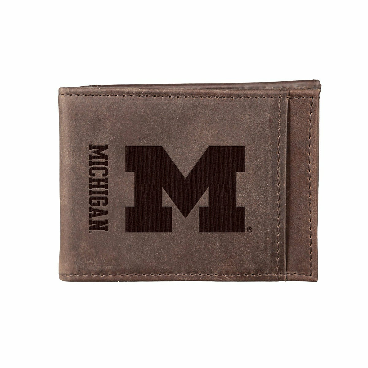 Front Pocket Wallet w/ RFID Blocking, University Of Michigan, Brown, Collegiate, Home