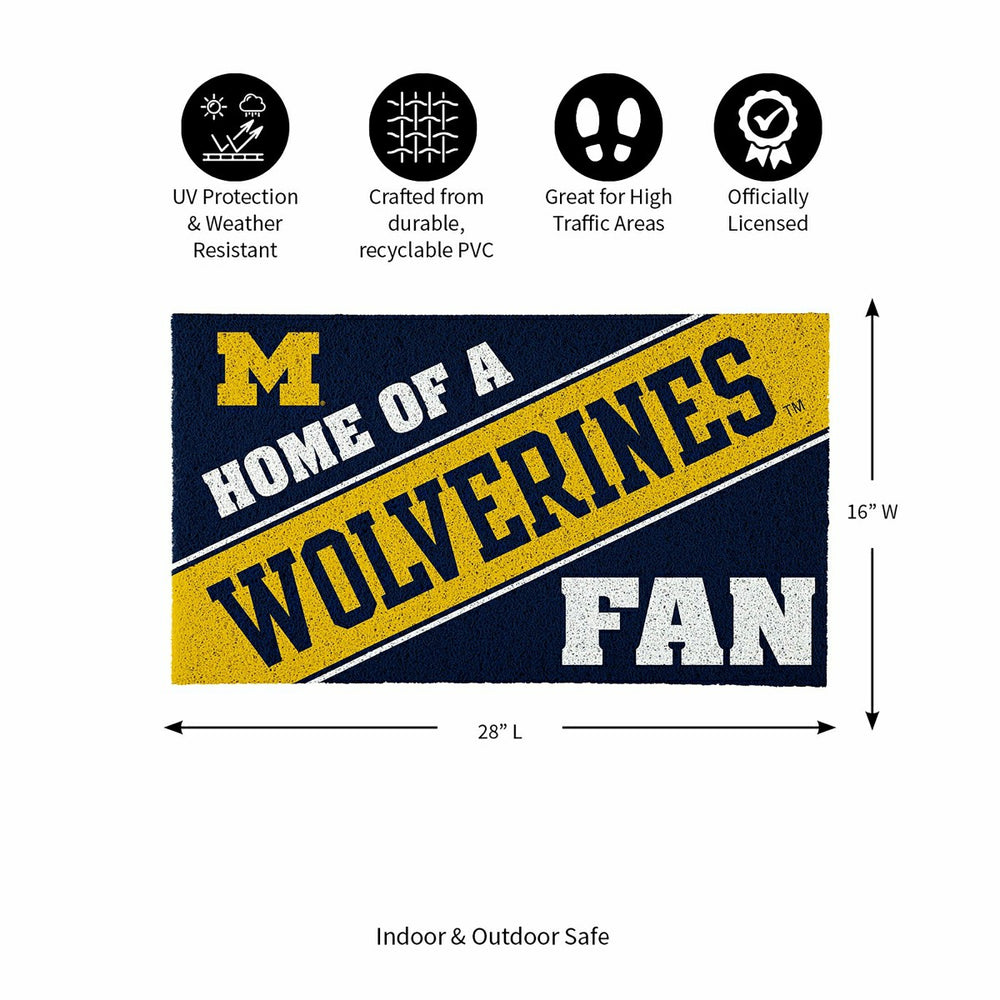 University Of Michigan, PVC Mat COLOR, Home of a Fan, Collegiate