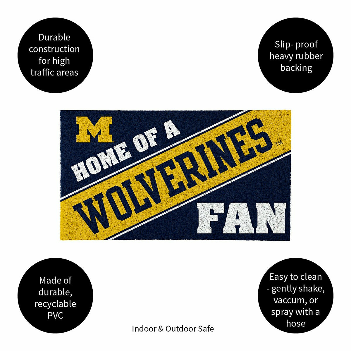 University Of Michigan, PVC Mat COLOR, Home of a Fan, Collegiate