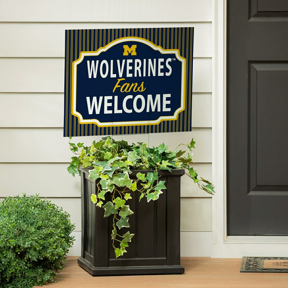 University Of Michigan Coroplast Yard Sign, "Fans Welcome", Collegiate, Home