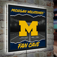 University Of Michigan 23"H x 23"L LED Wall Decor, Edgelite, Square, Collegiate, Home