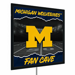 University Of Michigan 23"H x 23"L LED Wall Decor, Edgelite, Square, Collegiate, Home