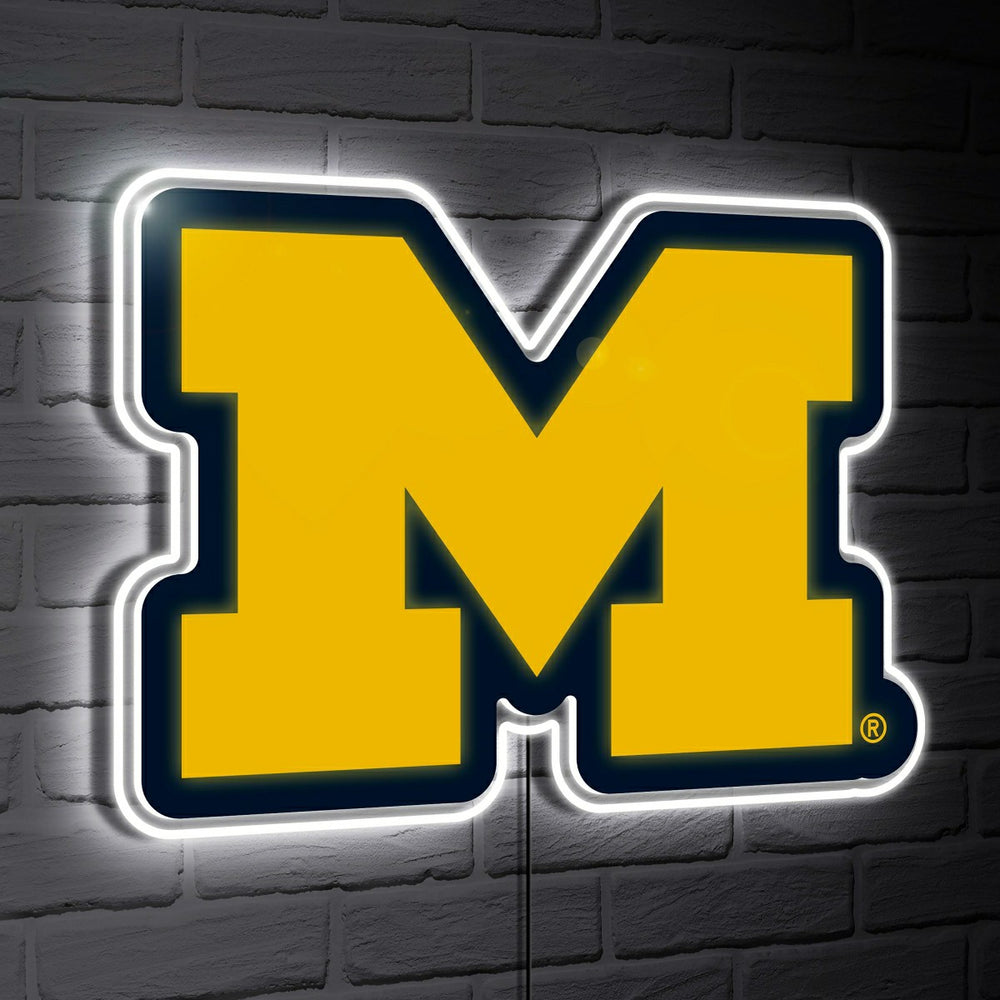 Michigan Wolverines LED Wall Decor, Glazelite, Logo, Collegiate, Home