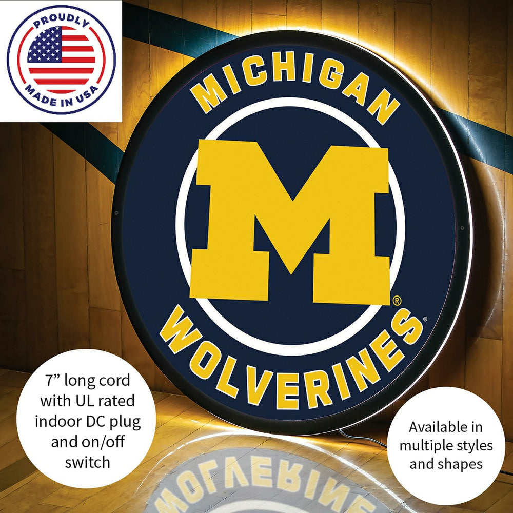 LED Wall Decor, Round, University Of Michigan, Collegiate, Home