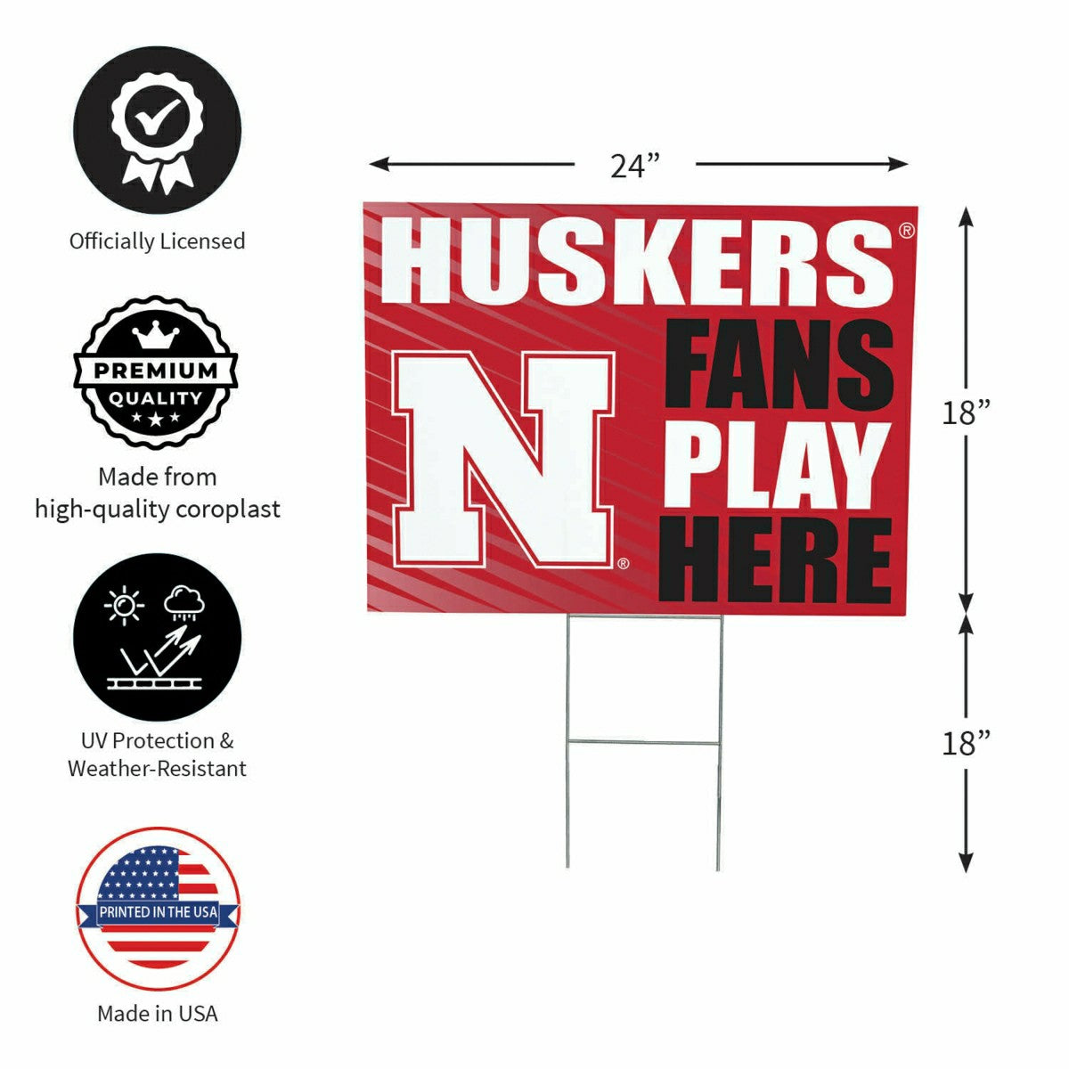 University of Nebraska Coroplast Yard Sign "Fans Play Here", Collegiate, Home