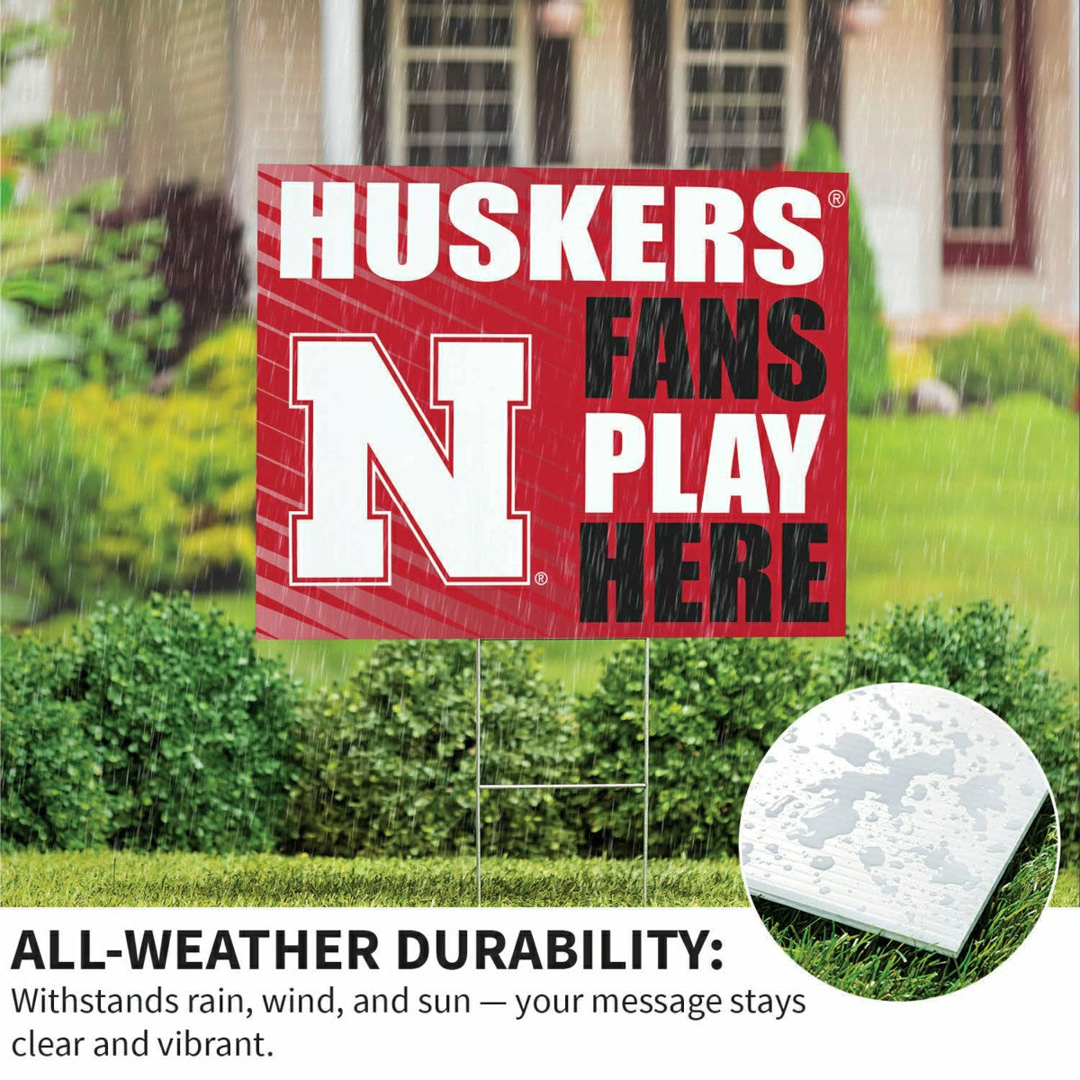 University of Nebraska Coroplast Yard Sign "Fans Play Here", Collegiate, Home