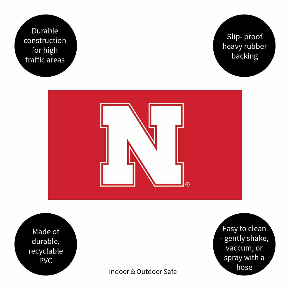 Full Color PVC Mat, 16" x 28", University of Nebraska, Collegiate