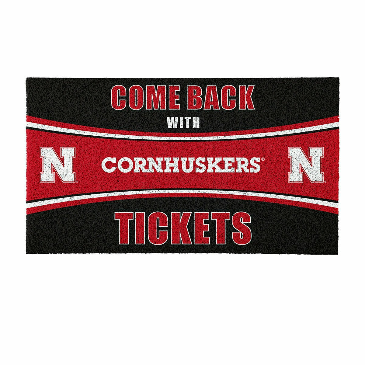28" x 16" PVC Trapper Mat, Come Back with Tickets, University of Nebra, Collegiate