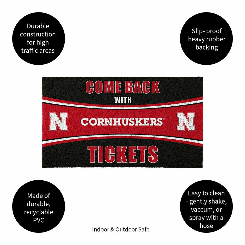 28" x 16" PVC Trapper Mat, Come Back with Tickets, University of Nebra, Collegiate