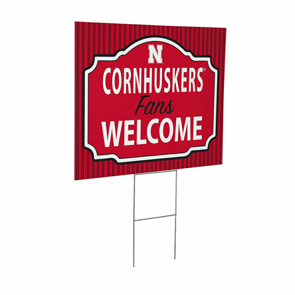 University of Nebraska Coroplast Yard Sign, "Fans Welcome", Collegiate, Home