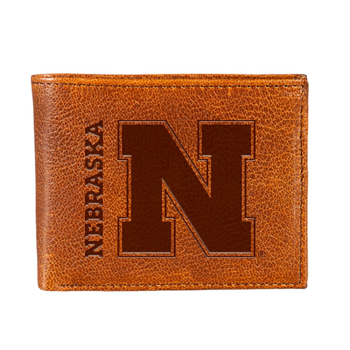 University of Nebraska, Embossed 100% Genuine Tumbled Leather Passcase, Collegiate, Home