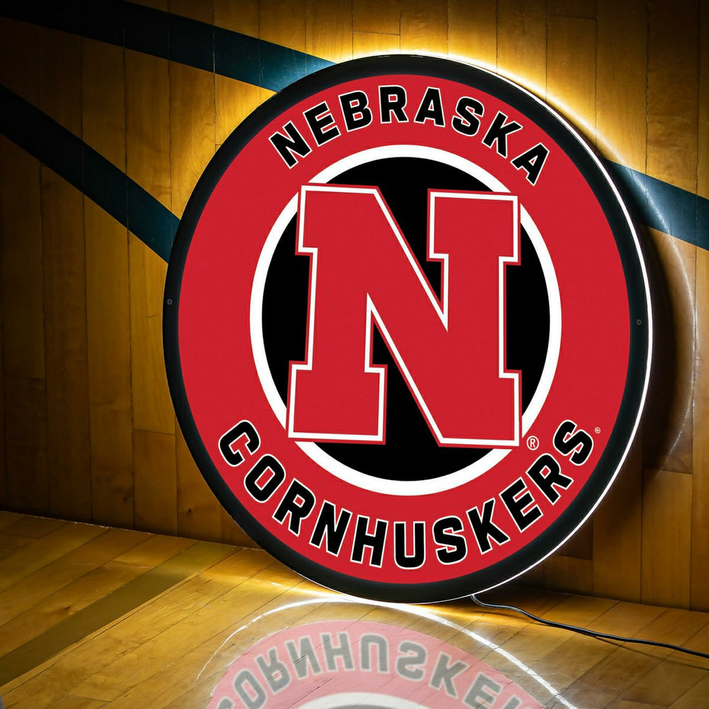LED Wall Decor, Round, University of Nebraska, Collegiate, Home