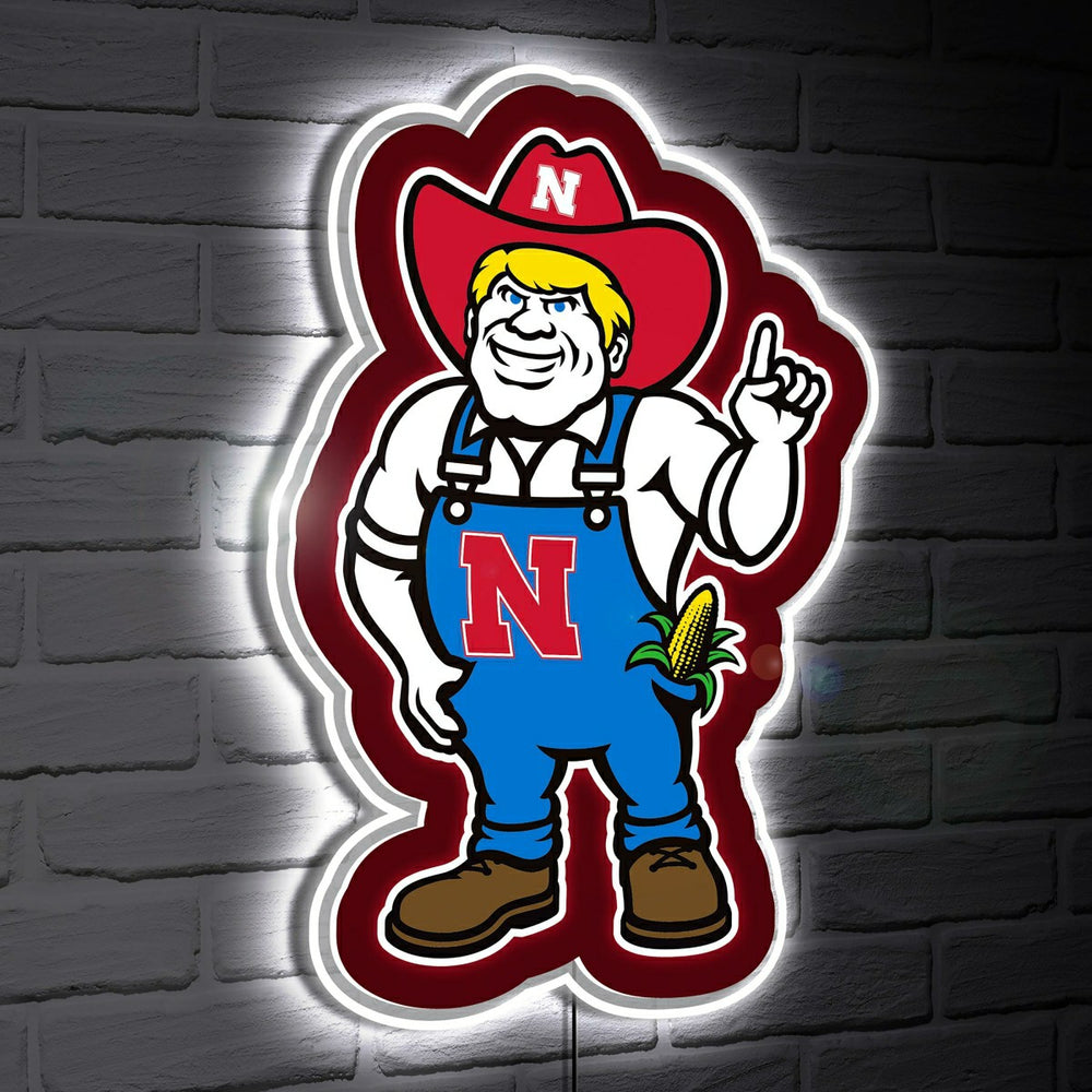 LED Wall Decor, Glazelite, College Mascot, University of Nebraska, Collegiate, Home