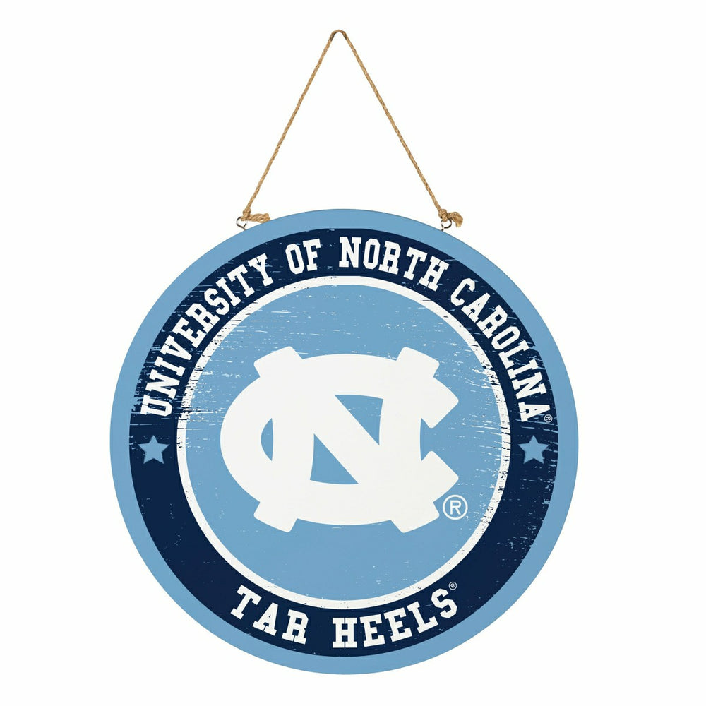 University of North Carolina Round Door Décor with Hanging Rope, 18x18, Collegiate, Home