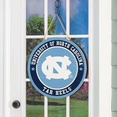 University of North Carolina Round Door Décor with Hanging Rope, 18x18, Collegiate, Home