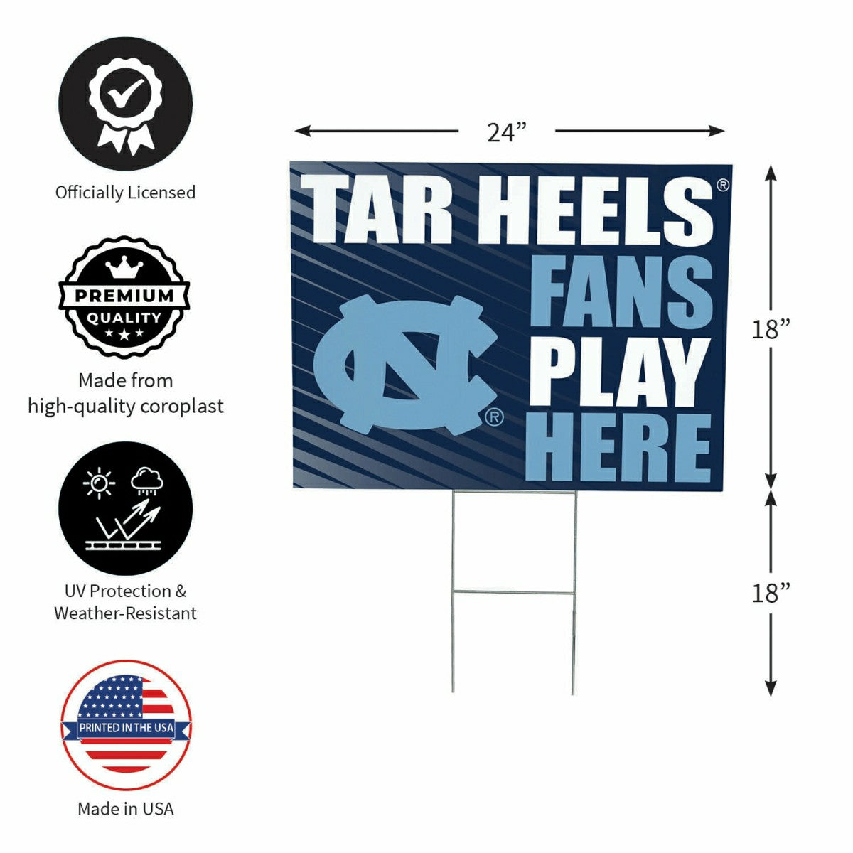 University of North Carolina Coroplast Yard Sign "Fans Play Here", Collegiate, Home