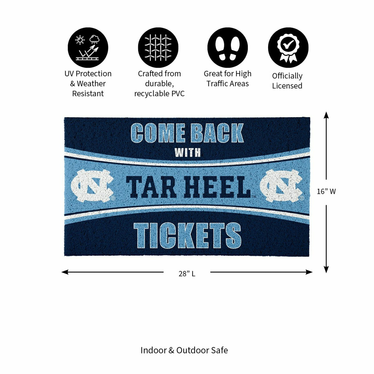 28" x 16" PVC Trapper Mat, Come Back with Tickets, University of North, Collegiate