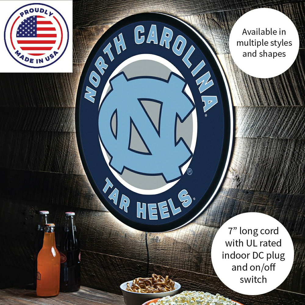 LED Wall Decor, Round, University of North Carolina, Collegiate, Home