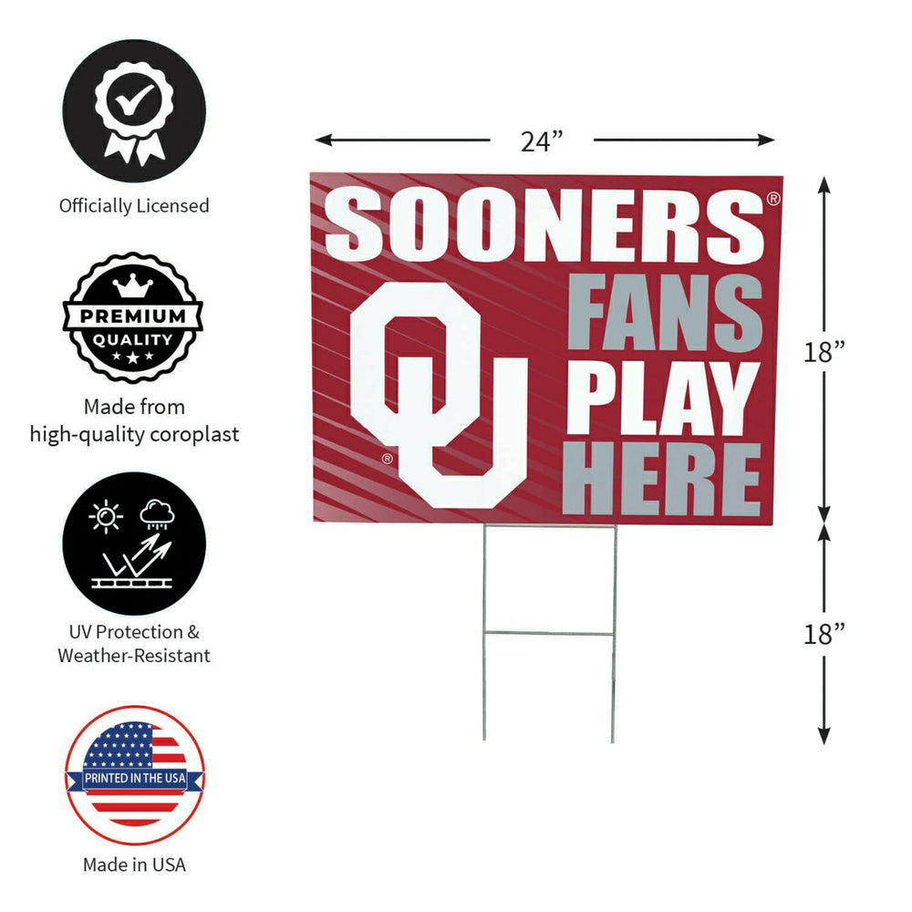University of Oklahoma Coroplast Yard Sign "Fans Play Here", Collegiate, Home