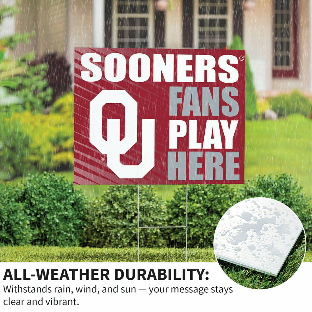 University of Oklahoma Coroplast Yard Sign "Fans Play Here", Collegiate, Home