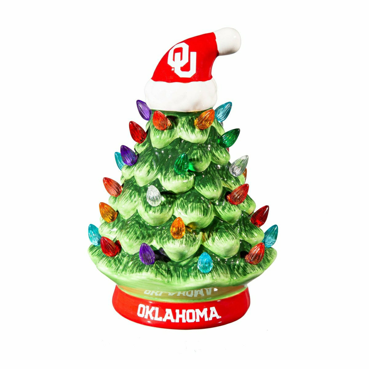 8" LED Ceramic Christmas Tree, University of Oklahoma, Collegiate, Home