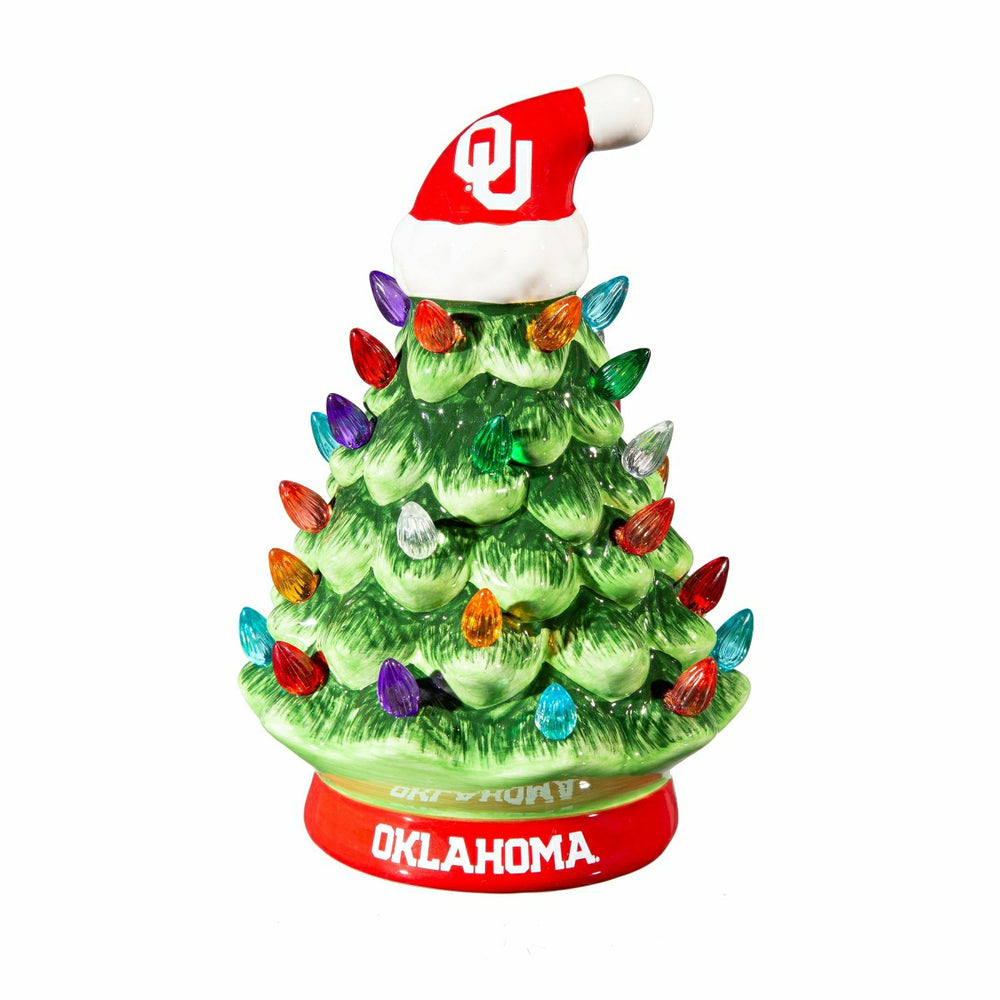 8" LED Ceramic Christmas Tree, University of Oklahoma, Collegiate, Home