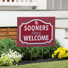 University of Oklahoma Coroplast Yard Sign, "Fans Welcome", Collegiate, Home