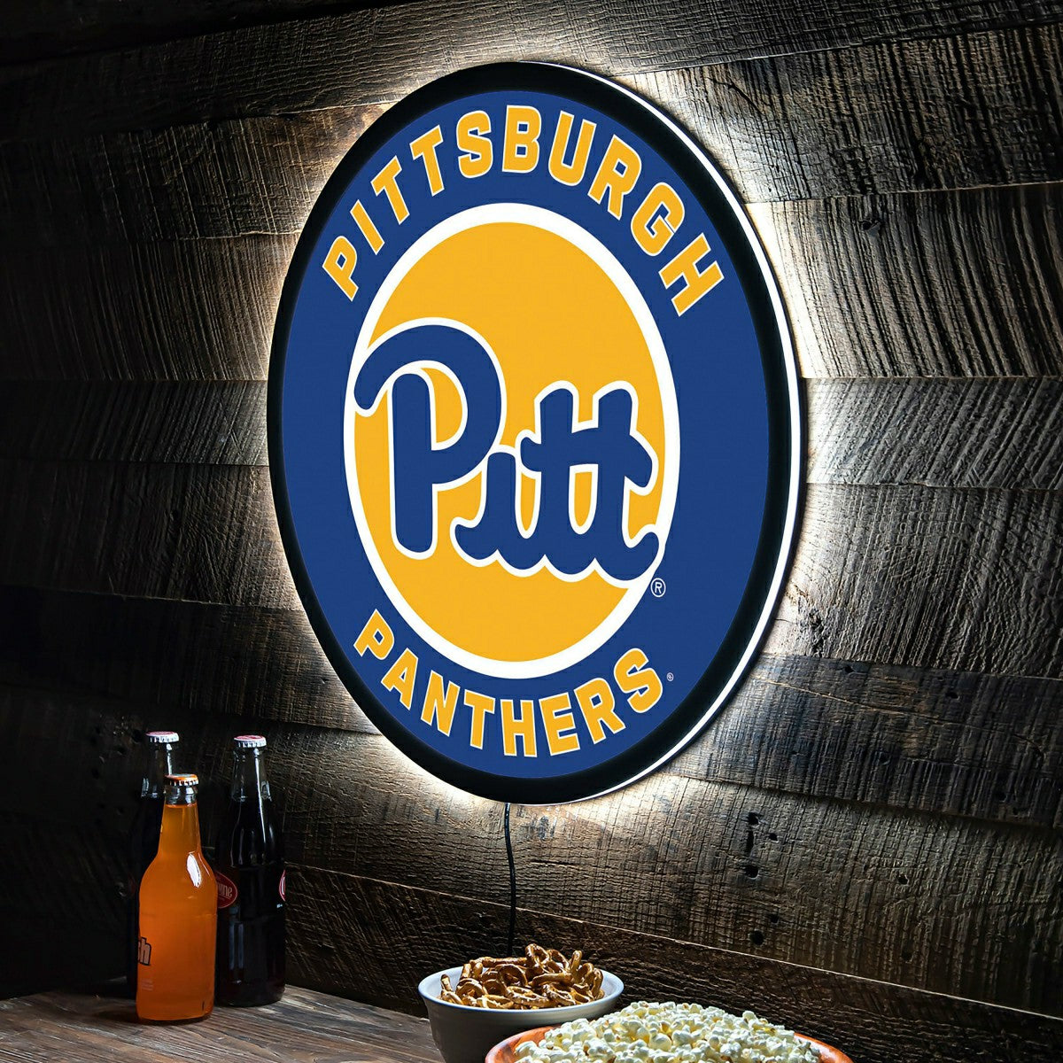 LED Wall Decor, Round, University of Pittsburgh, Collegiate, Home
