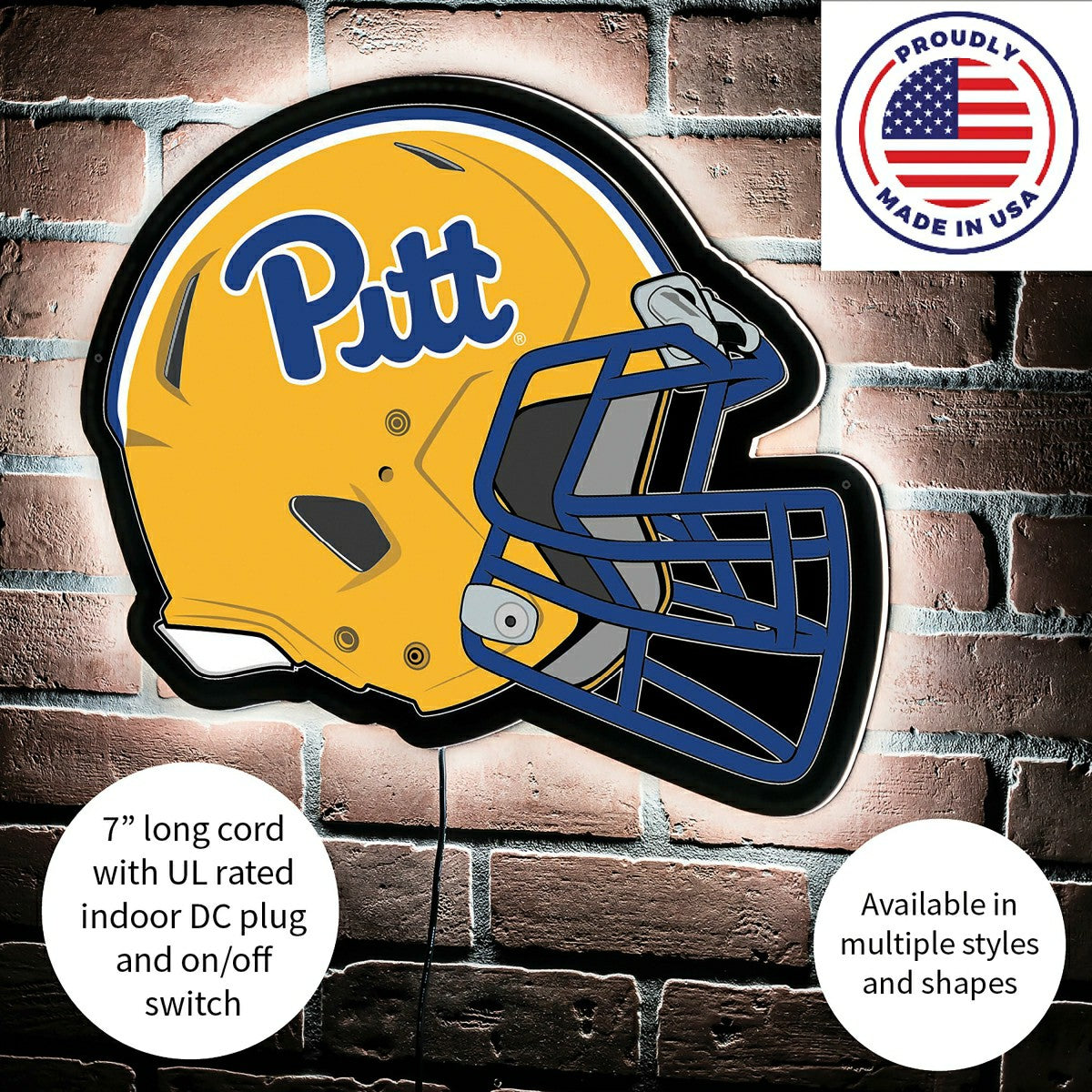 LED Wall Decor, Helmet, University of Pittsburgh, Collegiate, Home