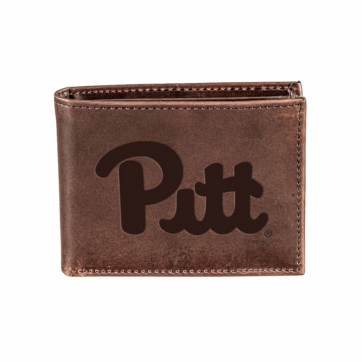 University of Pittsburgh, Bi-Fold Wallet, Brown, CH, 100% Genuine Leat, Collegiate, Home