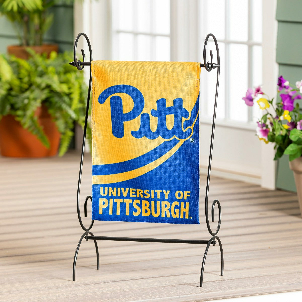 University of Pittsburgh Burlap Flag GDN Size, Collegiate, Home
