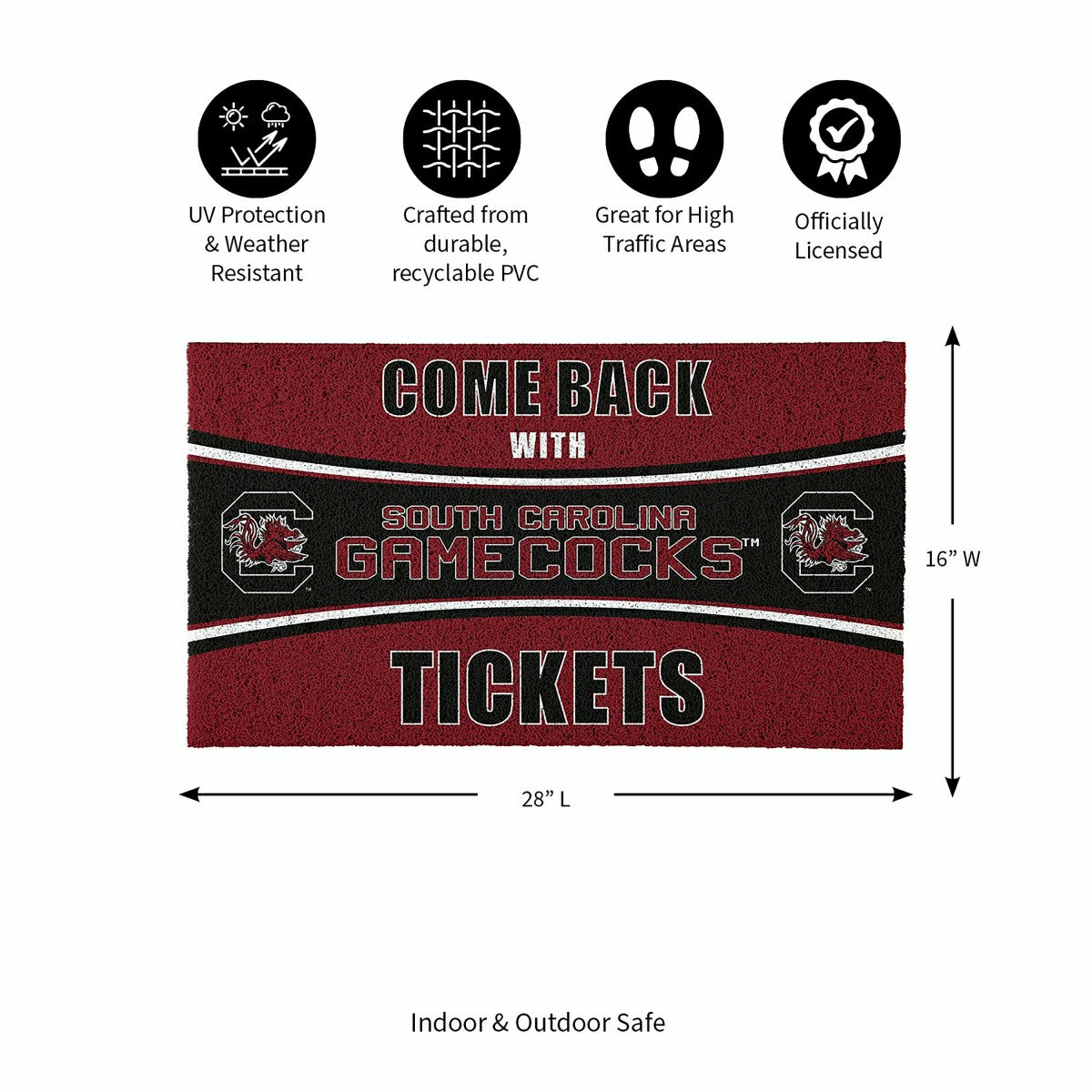 28" x 16" PVC Trapper Mat, Come Back with Tickets, University of South, Collegiate