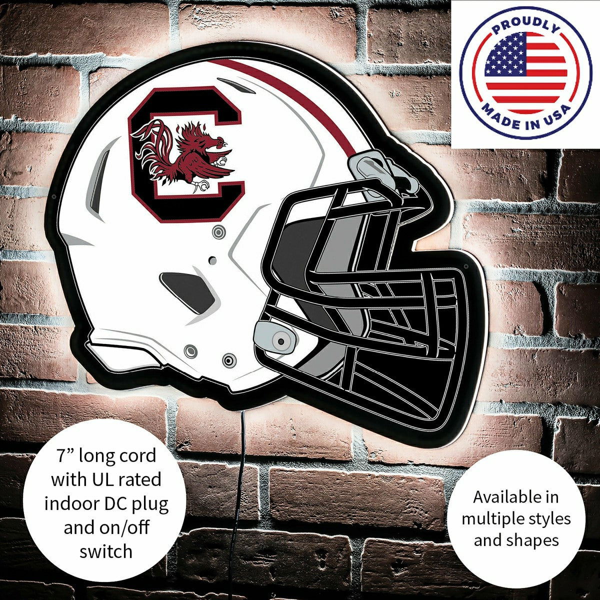 LED Wall Decor, Helmet, University of South Carolina, Collegiate, Home