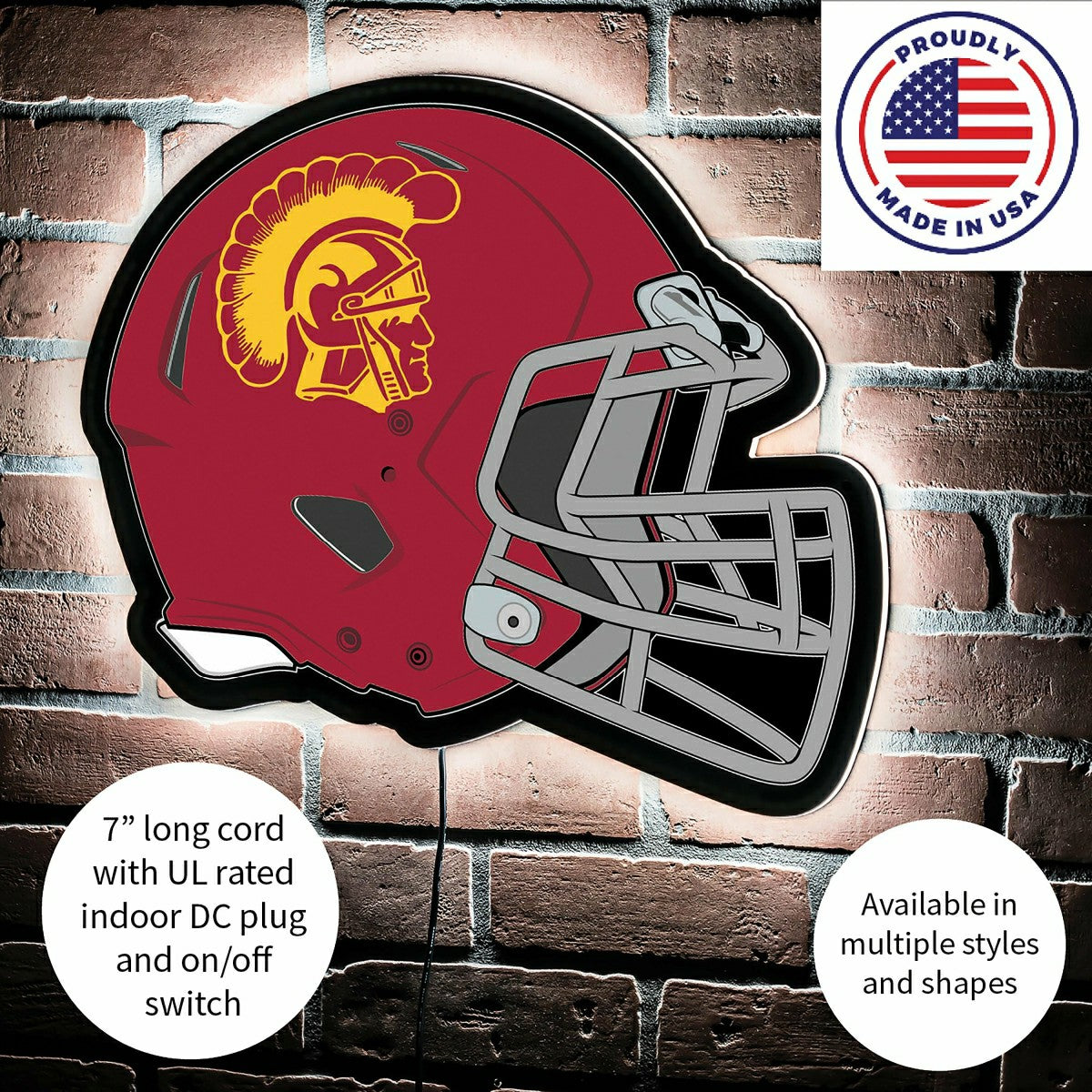 LED Wall Decor, Helmet, University of Southern California, Collegiate, Home