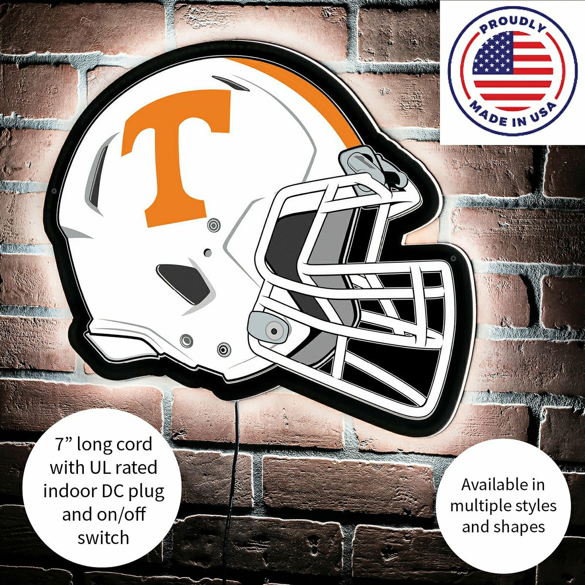 LED Wall Decor, Helmet, University of Tennessee, Collegiate, Home