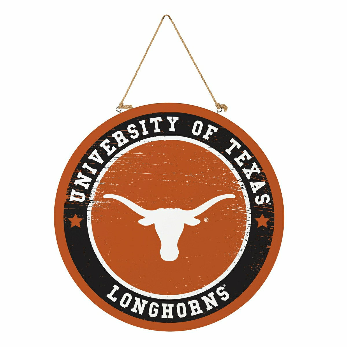 University of Texas Round Door Décor with Hanging Rope, 18x18, Collegiate, Home