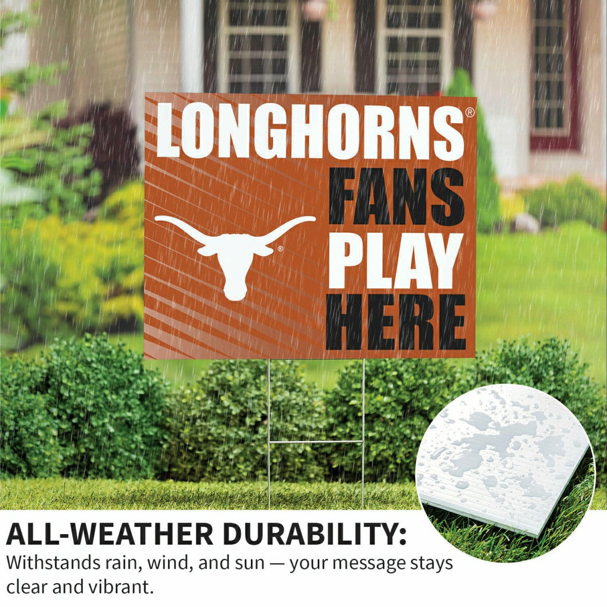 University of Texas Coroplast Yard Sign "Fans Play Here", Collegiate, Home