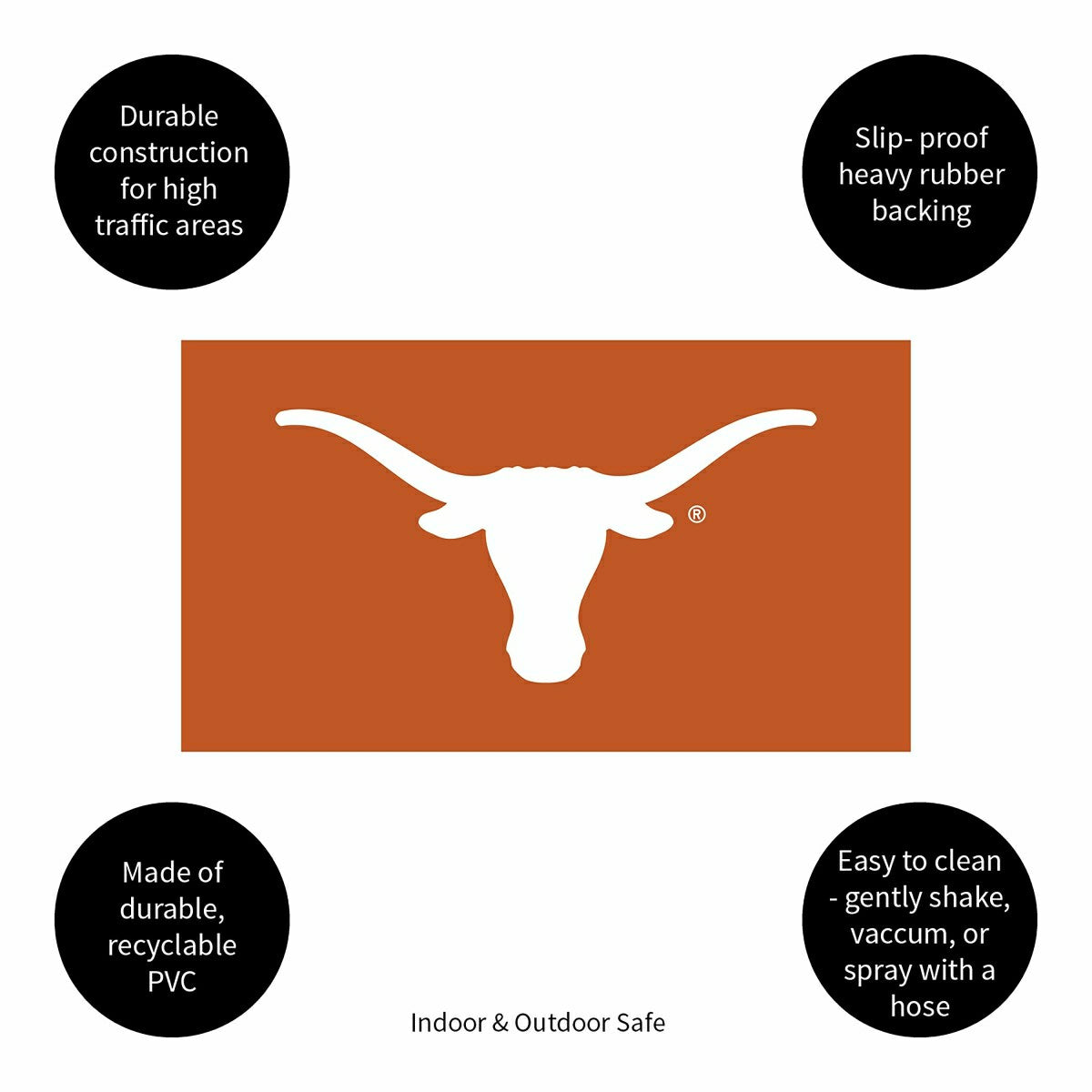 Full Color PVC Mat, 16" x 28", University of Texas, Collegiate