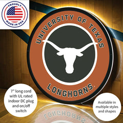LED Wall Decor, Round, University of Texas, Collegiate, Home