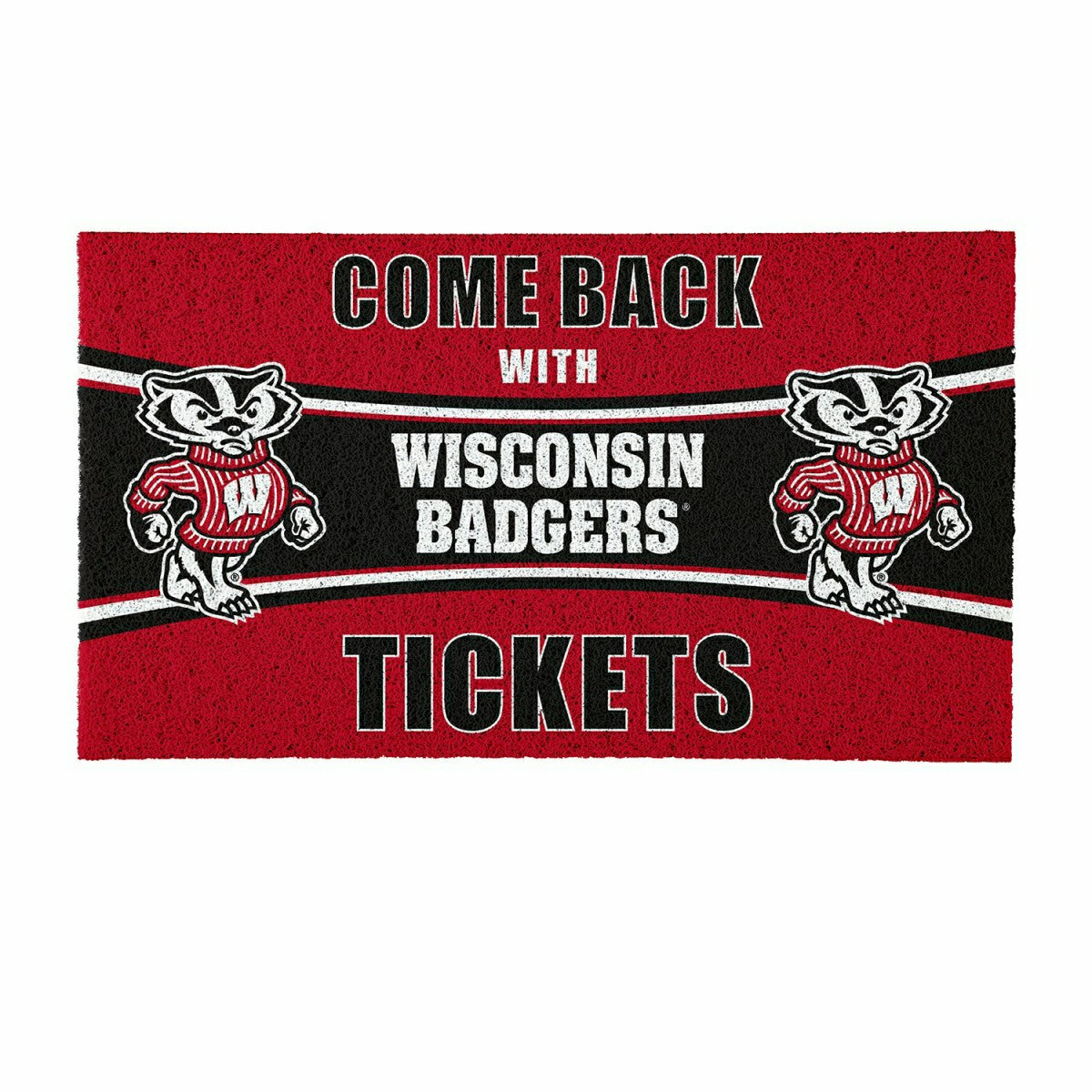 28" x 16" PVC Trapper Mat, Come Back with Tickets, University of Wisco, Collegiate
