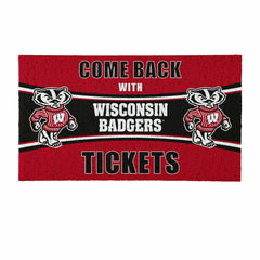 28" x 16" PVC Trapper Mat, Come Back with Tickets, University of Wisco, Collegiate