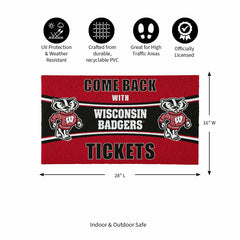 28" x 16" PVC Trapper Mat, Come Back with Tickets, University of Wisco, Collegiate