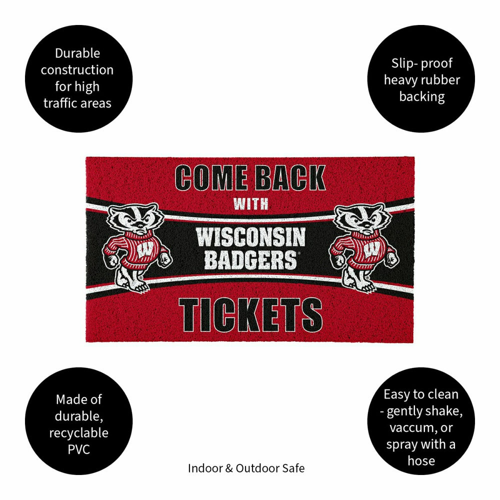 28" x 16" PVC Trapper Mat, Come Back with Tickets, University of Wisco, Collegiate