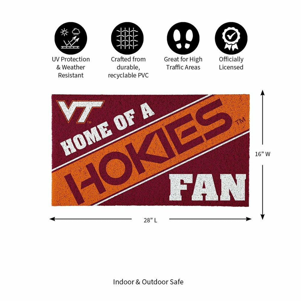 Virginia Tech, PVC Mat COLOR, Home of a Fan, Collegiate