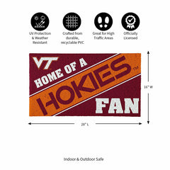 Virginia Tech, PVC Mat COLOR, Home of a Fan, Collegiate